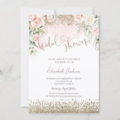 Diamanten Blush Bloemen Bruiloft Feest Kaart (Voorkant)
