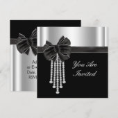 Diamanten Boog Zilver Zwart Feest Template Kaart (Voorkant / Achterkant)