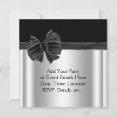 Diamanten Boog Zilver Zwart Feest Template Kaart (Achterkant)