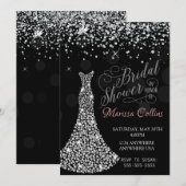 Diamanten bruidsjurk Uitnodiging voor bruidsfeest, (Voorkant / Achterkant)