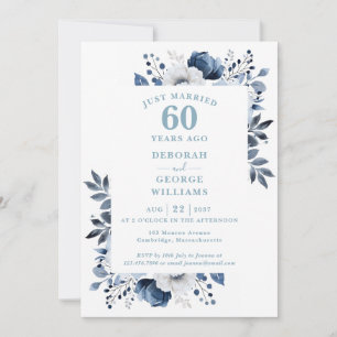 Diamanten bruiloft 60 jaar monogram bloemig kaart