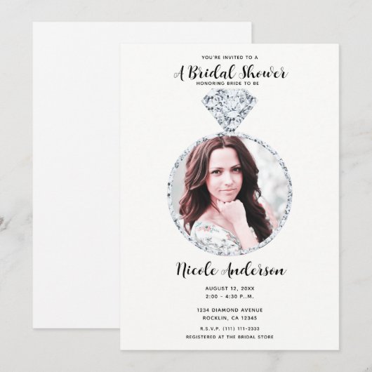 Diamanten Bruiloft Bling Ring Bruidsmeisjesfeest F Kaart (Voorkant / Achterkant)