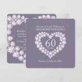 Diamanten bruiloft diamanten hart 60 feest uitnodi kaart (Voorkant / Achterkant)