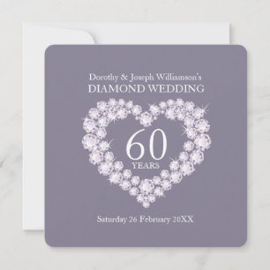 Diamanten bruiloft diamanten hart 60 feest uitnodi kaart