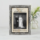 Diamanten bruiloft fotolijst 60 jaar getrouwd kaart (Staand voorkant)