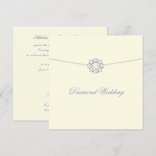 Diamanten bruiloft met diamanten broche kaart (Voorkant / Achterkant)