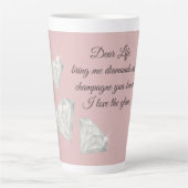 Diamanten & Champagne Citaat – Dear Life Editie Latte Mok (Voorkant)