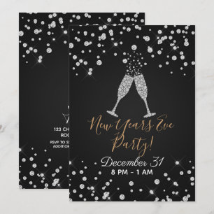 Diamanten Champagne Toast Modern Oud en Nieuw Kaart