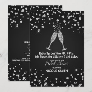 Diamanten Champagne Toast Moderne Bruidsdouche Kaart