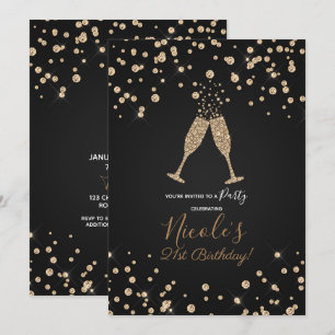 Diamanten Champagne Toast Moderne Verjaardagsfeest Kaart