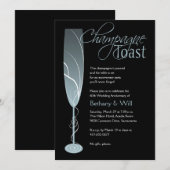 Diamanten champagne toast uitnodiging blauw (Voorkant / Achterkant)
