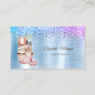 Diamanten, Cupcake, Snoepjes, Bakgerei Blauw Metaa Visitekaartje
