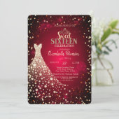 Diamanten, Dress, Red Sweet 16 Kaart (Staand voorkant)