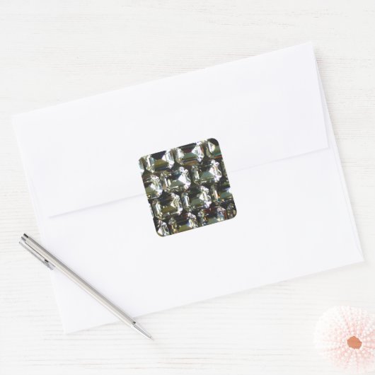 diamanten, elegante  edelstenen vierkante sticker (Envelop)