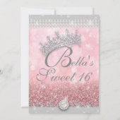 Diamanten en Bling Sweet 16 Quince Uitnodigingen (Achterkant)
