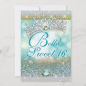 Diamanten en Bling Sweet 16 Quince Uitnodigingen (Achterkant)