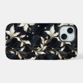 Diamanten en bloemen iPhone 15 case (Achterkant horizontaal)
