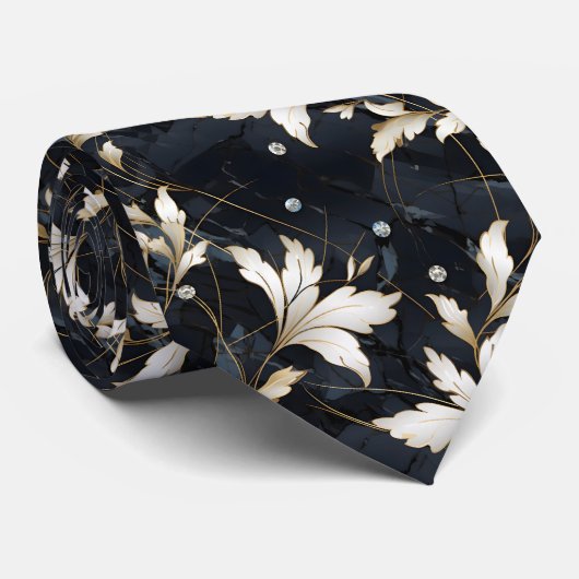 Diamanten en bloemen stropdas (Opgerold)