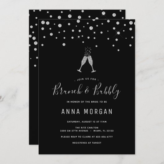 Diamanten en Champagne Brunch en Bubble Kaart (Voorkant / Achterkant)