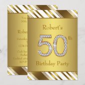Diamanten en goud 50ste verjaardagsfeest kaart (Voorkant / Achterkant)