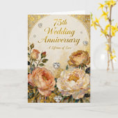 Diamanten en gouden 75ste huwelijksverjaardag kaart (Gele Bloem)