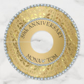 Diamanten en gouden damast wijnglaslabel (Achterkant)