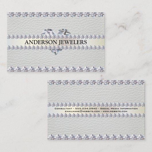 diamanten en leder visitekaartje (Voorkant / Achterkant)