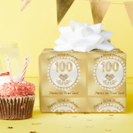 Diamanten en Parels, 100th Gift Wrapping Papier, Cadeaupapier