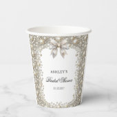 Diamanten en Parels Boog Bruidsfeest Papieren Bekers (Achterkant)