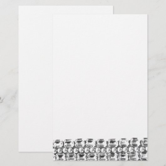 diamanten en parels briefpapier (Voorkant / Achterkant)
