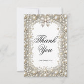 Diamanten en Parels Bruidsdouche Bedankkaart (Voorkant)