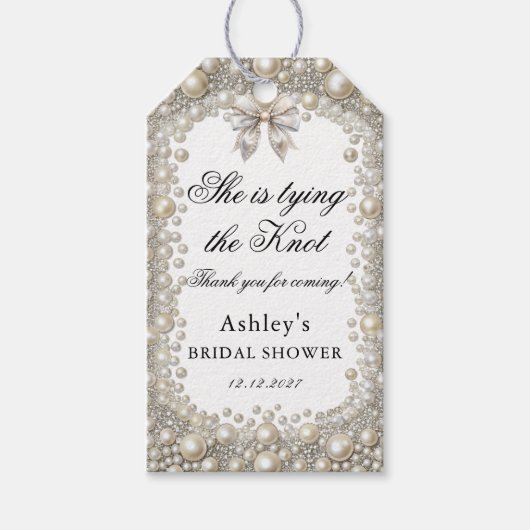 Diamanten en Parels Elegant Vrijgezellenfeest Cadeaulabel (Voorkant)