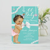 Diamanten en parezen  babymeisje kaart (Staand voorkant)