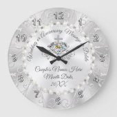 Diamanten en parezen gepersonaliseerde bruiloft grote klok (Voorkant)