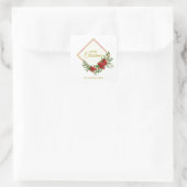 Diamanten en poinsettia's in goud en rood kerstfee vierkante sticker (Tas)