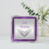 Diamanten en veren 55ste verjaardag kaart (Staand voorkant)