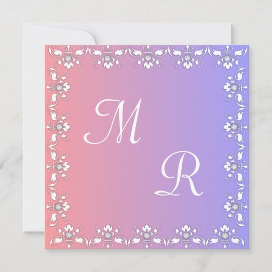 Diamanten en White Elegance Wedding Kaart (Voorkant)