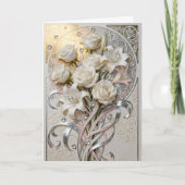 Diamanten en witte bloemen kaart (Voorkant)