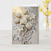 Diamanten en Witte Bloemen Kaart (Gele Bloem)