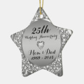 Diamanten en zilver 25e Jubileum 2 Keramisch Ornament (Links)