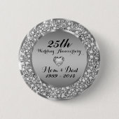Diamanten en zilver 25e Jubileum 2 Ronde Button 5,7 Cm (Voorkant)