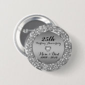 Diamanten en zilver 25e Jubileum 2 Ronde Button 5,7 Cm (Voorkant /achterkant)