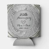 Diamanten en zilver 25th Wedding Jubileum Blikjeskoeler (Achterkant)