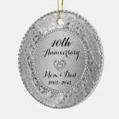 Diamanten en zilver 25th Wedding Jubileum Keramisch Ornament (Links)