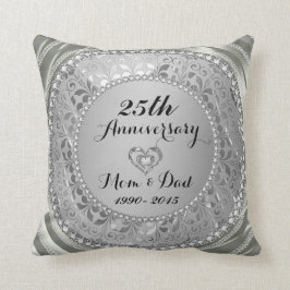 Diamanten en zilver 25th Wedding Jubileum Kussen