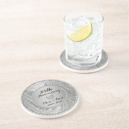 Diamanten en zilver 25th Wedding Jubileum Zandsteen Onderzetter