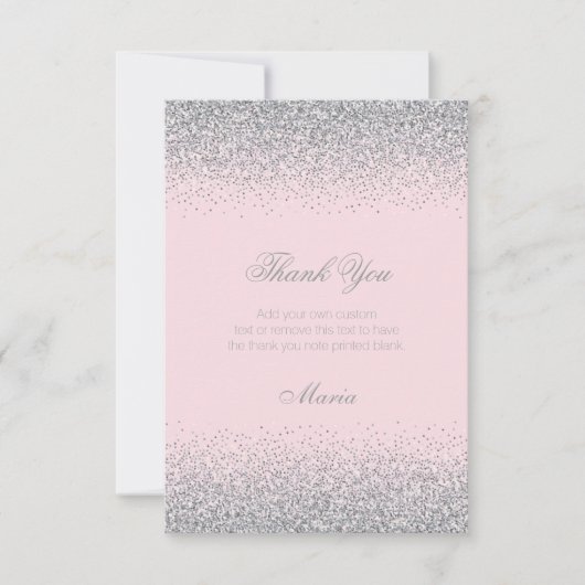 Diamanten en zilver Glitter - Hartelijk dank Bedankkaart (Voorkant)