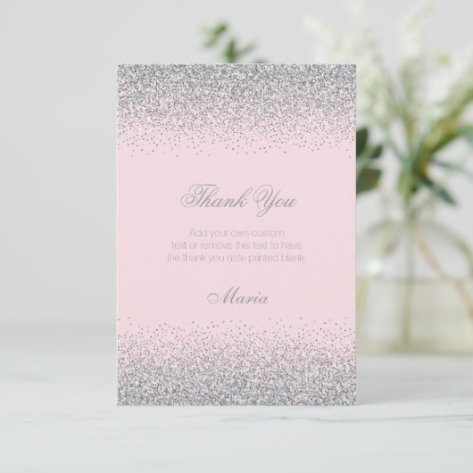 Diamanten en zilver Glitter - Hartelijk dank Bedankkaart (Staand voorkant)