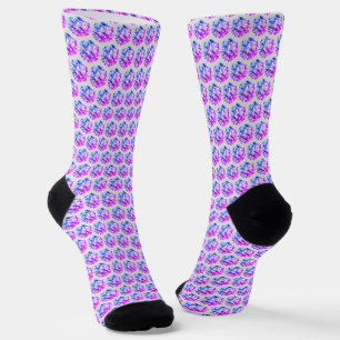 Diamanten/Fractale Mozaïek in Blauwe en Roze Tinte Sokken