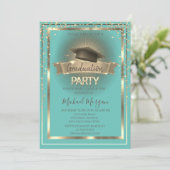 Diamanten Frame Grad Cap Mint Groen Afstuderen Kaart (Staand voorkant)